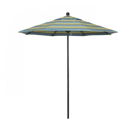California Umbrella 7.5' Black Aluminum Market Patio Umbrella, Sunbrella Astoria Lagoon 194061334591